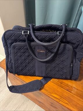 Vera Bradley Navy Quilted Duffel with Shoulder Strap